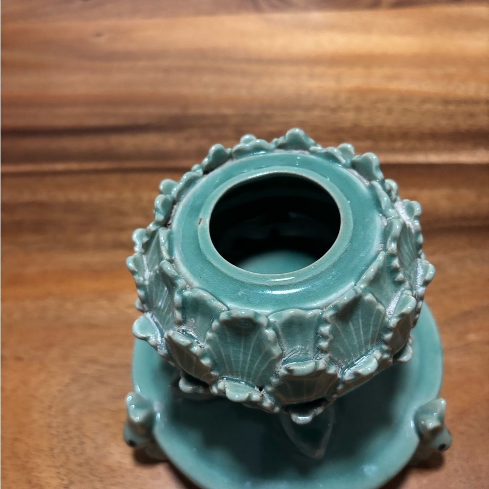 Korean Heritage Celadon Carving Incense Jar Korea Treasure blue ceramic rabbit - Picture 2 of 4